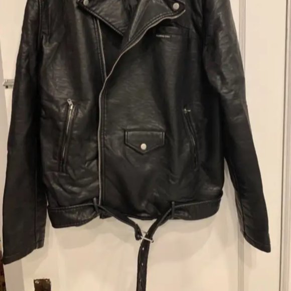 Black Vegan Leather Members Only Men's Moto Jacket - Picture 2 of 8